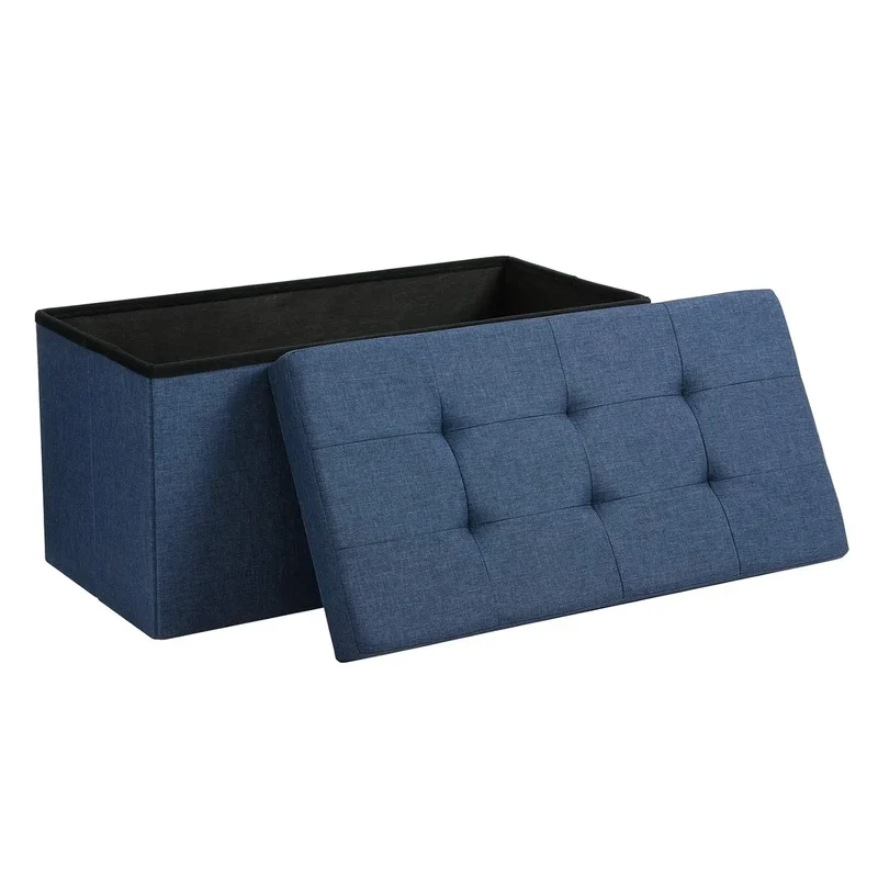 Slaapkamerbank - Slaapkamerkruk - Opbergdoos - Kussenbox - Bank - 76 cm x 38 cm x 38 cm - Blauw