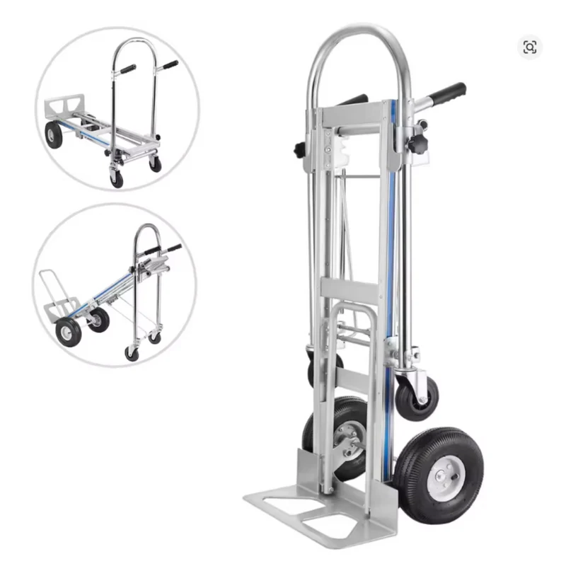 Zware 3-in-1 Transportkar – 1000 LBS Draagvermogen - Opvouwbare Transportwagen met 4 Wielen voor Vervoer en Opslag