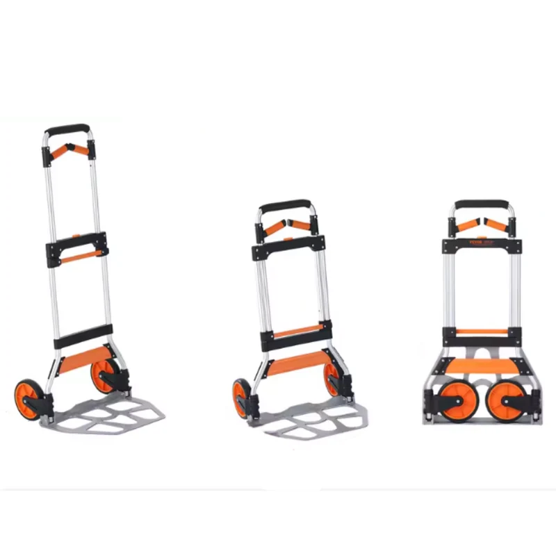 Opvouwbare Steekwagen – Transportkar met een Draagvermogen van 140 kg, Gemaakt van Aluminiumlegering en Kunststof – Stapelbare Trolley met Verstelbare Handgreep (900–1109 mm) – Inklapbare Trolley met Trekkoord – Compact Formaat voor Gemakkelijke Opslag