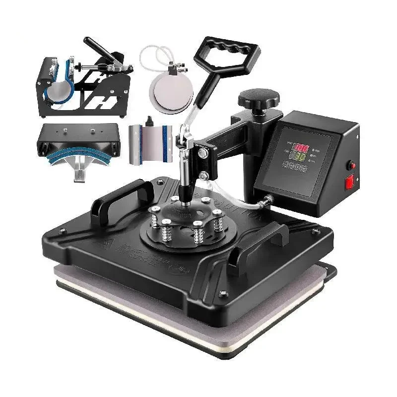 6-in-1 Hittepersmachine - 12x15 Inch Multifunctionele Sublimatie Pers - Geschikt voor T-Shirts - Mokken - Hoeden - Borden - 360° Swing-Away Transferpers