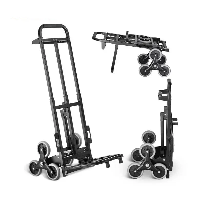 Steekwagen - Steekkar - Traploper - Transportwagen - Opvouwbare - 460lbs Draagvermogen - met Trapklimfunctie - 6 Wielen + 2 Elastische Touwen - voor Verhuizen, Winkelen en Magazijngebruik