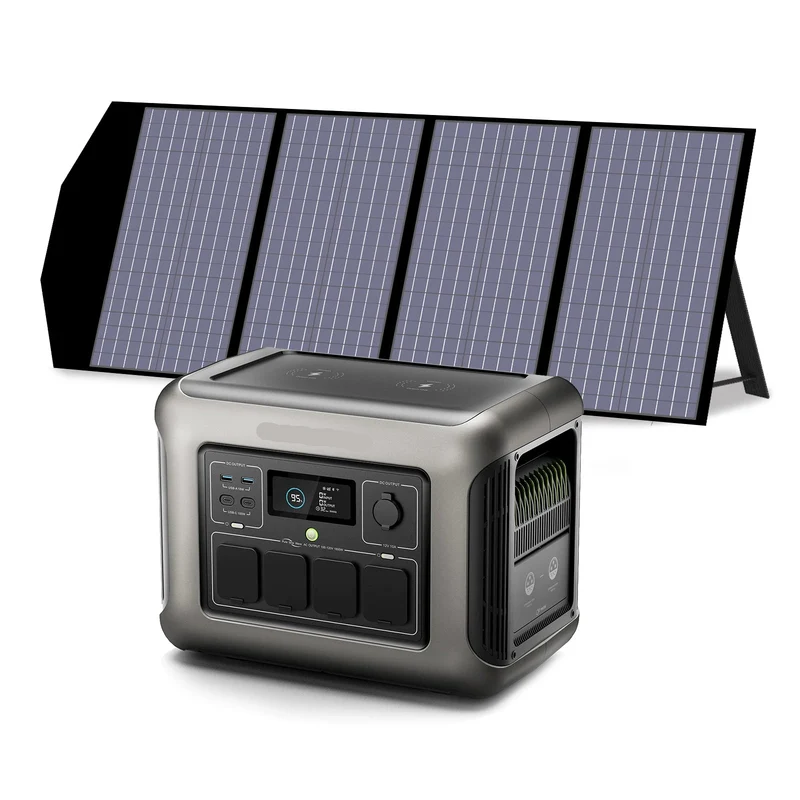 Powerstation - Generator - Aggregaat - Powerbank - Draagbare - met 140W Zonnepaneel - 1152Wh LiFePO4 Zonnegenerator - met AC Output voor Buiten en Noodstroom