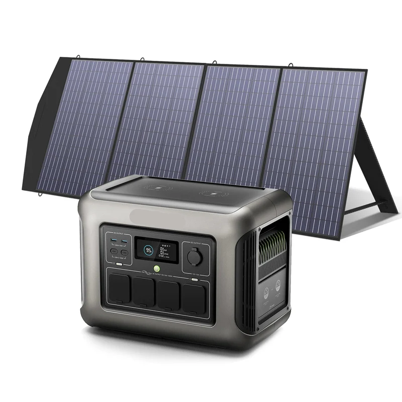 Powerstation - Generator - Aggregaat - Powerbank - Draagbare - met 200W Zonnepaneel - 1152Wh LiFePO4 Zonnegenerator - met AC Output voor Buiten en Noodstroom