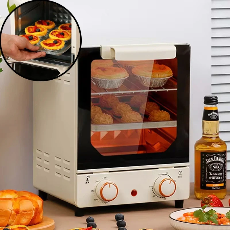 Airfryer - Heteluchtfriteuse - Broodrooster Oven - Keukenapparaten - met Voetkussens - Handgreep - Bak - Gegalvaniseerd binnenpaneel - Glazen deur - Jaloezie - 12L - 220V - 70-250 ℃ - 0-60 min Timingknop - Beige