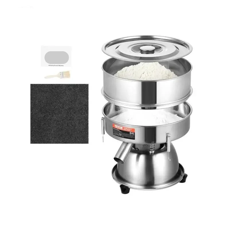 Elektrische Trilzeefmachine - 10 + 60 Mesh Zeven - RVS 304 - Ideaal Voor Voedsel - Chemie En Farmacie - 3 Kg Draagvermogen - 45W