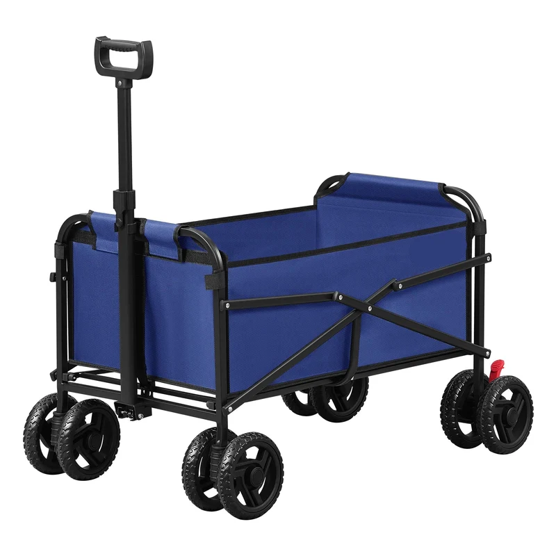 Bolderkar - Handkar - Bolderkar Opvouwbaar - Bolderwagen - met Dubbele Wielen en Remmen - Transportwagentje - Bolderkarren - voor Tuin, Strand, Camping of Picknick - Blauw