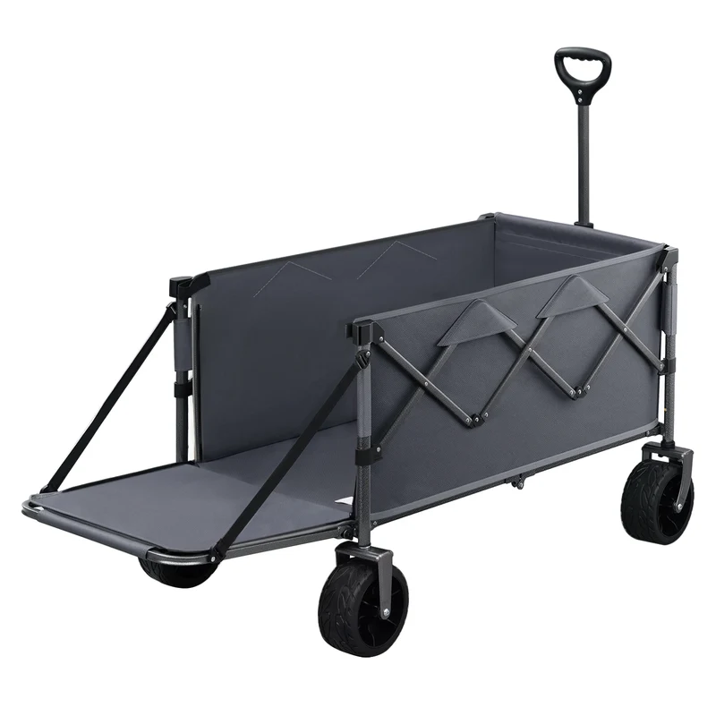 Bolderkar - Transportkar - Handkar - Bolderkar Opvouwbaar - Bolderwagen - met Achterdeur en Wielen - Bolderkarren - Tuinkar - voor Picknick, Strand en Tuin - 200L Grote Capaciteit - Grijs
