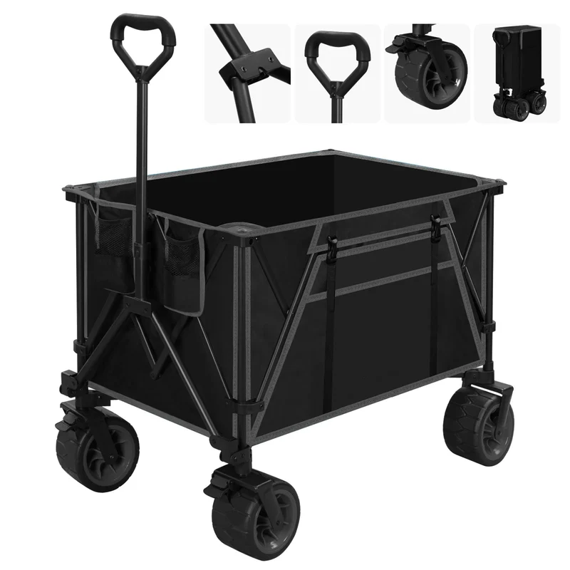 Bolderkar - Handkar - Bolderkar Opvouwbaar - Bolderwagen - 240L - met Remmen - Transportkar voor Alle Terreinen - Bolderkarren - Voor Strand, Kamperen, Picknick, Tuin, Winkelen – Grijs