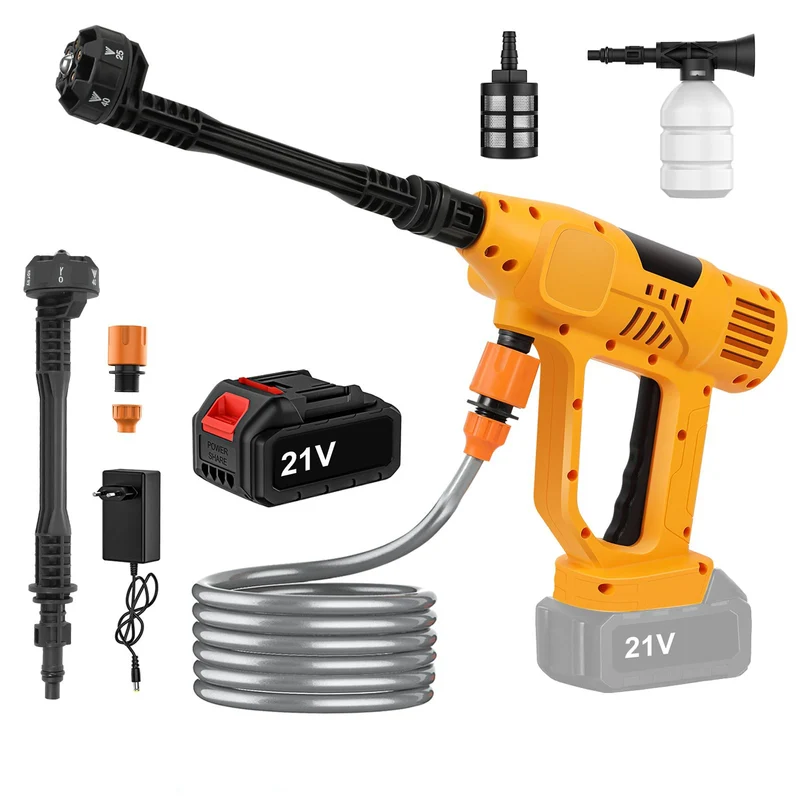 Hogedrukreiniger - Terrasreiniger - Waterpistool - Draadloze - Elektrische - 20000mAh Accu - 65 Bar - 6-in-1 Spuitpistool - Pressure Washer - Borstelloze - Autowasser en Tuinreiniger – Inclusief 1x Accu