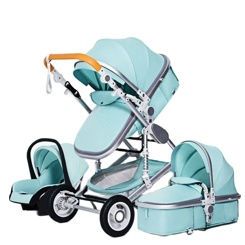 Kinderwagen - Buggy - Baby Kinderwagen 3 in 1 - Luxe Draagbare Reiswieg met Aluminium Frame - Opvouwbare Wandelwagen - Hoog Landschap Babywagen - Groen