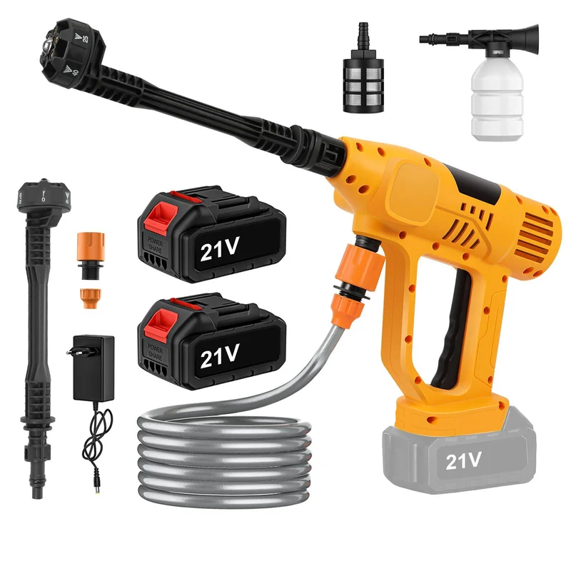 Hogedrukreiniger - Terrasreiniger - Waterpistool - Draadloze - Elektrische - 20000mAh Accu - 65 Bar - 6-in-1 Spuitpistool - Pressure Washer - Borstelloze - Autowasser en Tuinreiniger – Inclusief 2x Accu