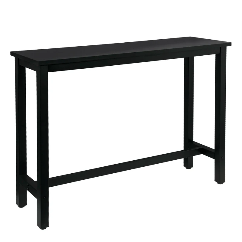 Bartafel - Tafel - Bistrotafel - 140x40x100cm - Met Voetsteun en Metalen Frame - Ontbijttafel - Eettafel - Koffietafel of Sidetable - Zwart