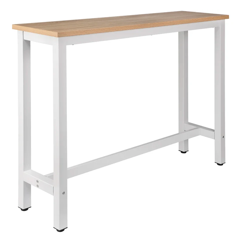 Bartafel - Tafel - Bistrotafel - 140x40x100cm - Met Voetsteun en Metalen Frame - Ontbijttafel - Eettafel - Koffietafel of Sidetable - Licht Eiken