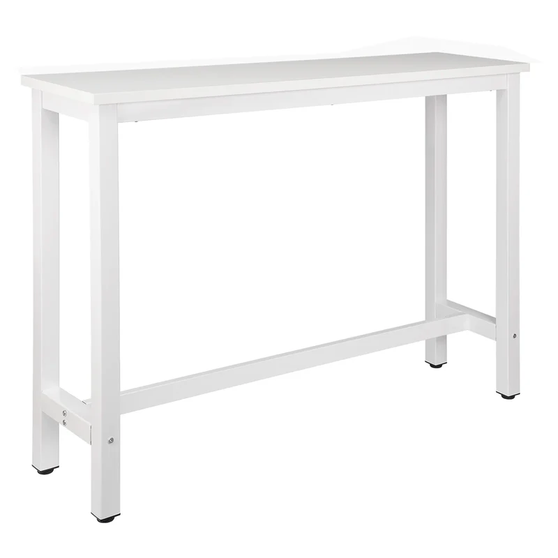 Bartafel - Tafel - Bistrotafel - 140x40x100cm - Met Voetsteun en Metalen Frame - Ontbijttafel - Eettafel - Koffietafel of Sidetable - Wit