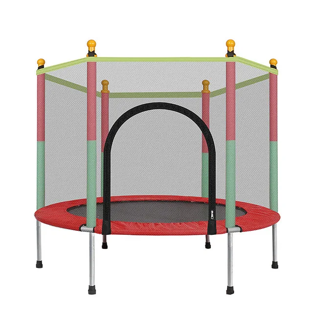 Kindertrampoline 140cm - Trampoline met Veiligheidsnet en Ritssluiting - 100kg Draagkracht - Rood Groen - Veilig en Stevig voor Kinderen