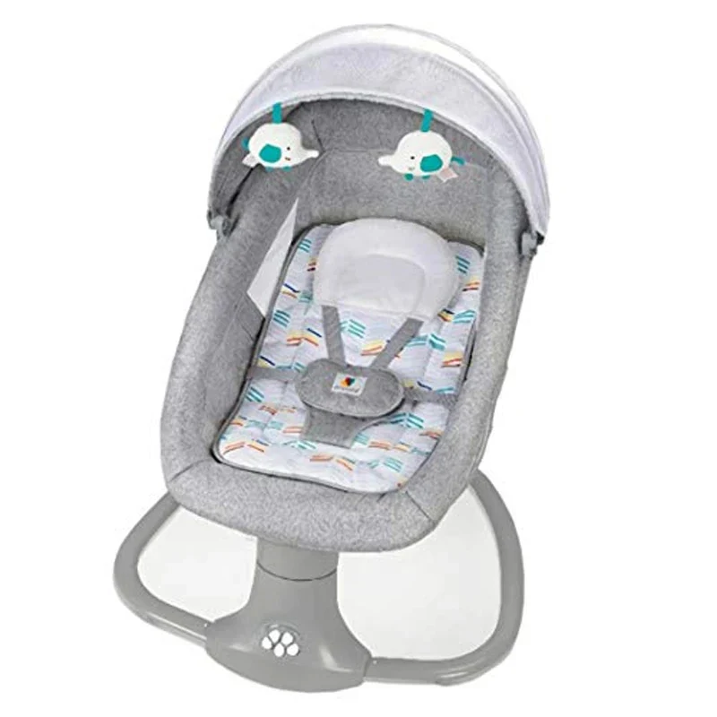 Elektrische Wipstoel Baby - Schommelstoel - Schommelwieg met Muziek en Bluetooth - 67x76x81cm - Comfortabele Elektrische Baby Swing - Grijs