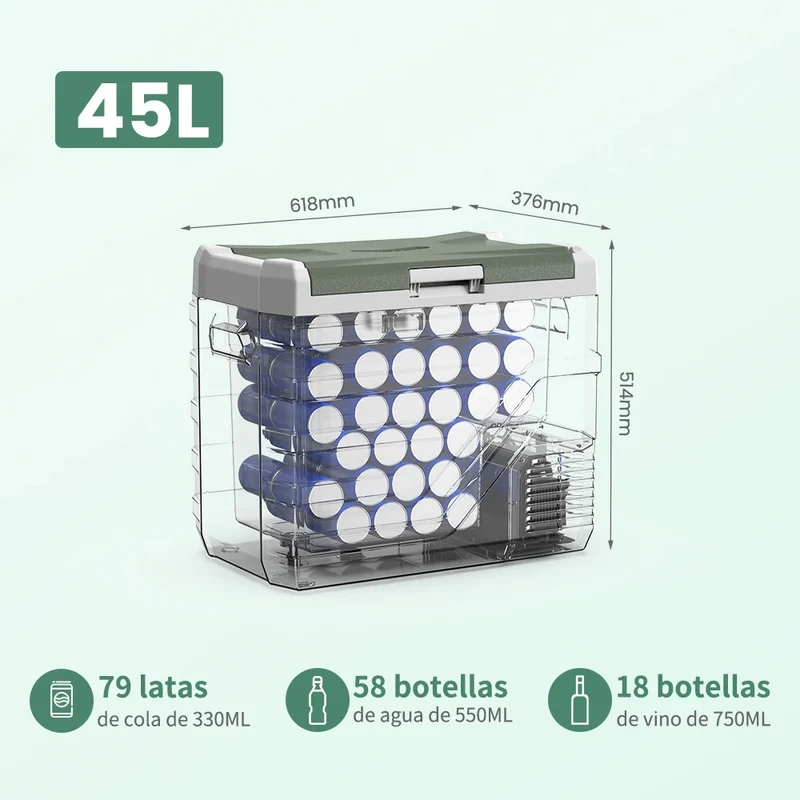 Auto Koelbox - Koelbox - Compressor Koelkast - Camping Koelkast - met Vriesfunctie - Draagbare - 12V/24V - 45L - Dual Zone - -20°C tot +10°C - 45 dB - voor Binnen - en Buitenevenementen