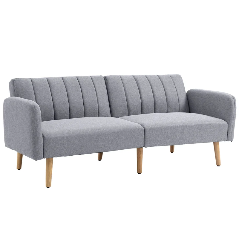 Slaapbank 2-Zits – Verstelbare Sofa Bed met Split-Back Functie – Comfortabele Logeerbed voor Woonkamer - Logeerkamer of Studentenkamer – 173x75x73 cm – Moderne Stijl - Grijze