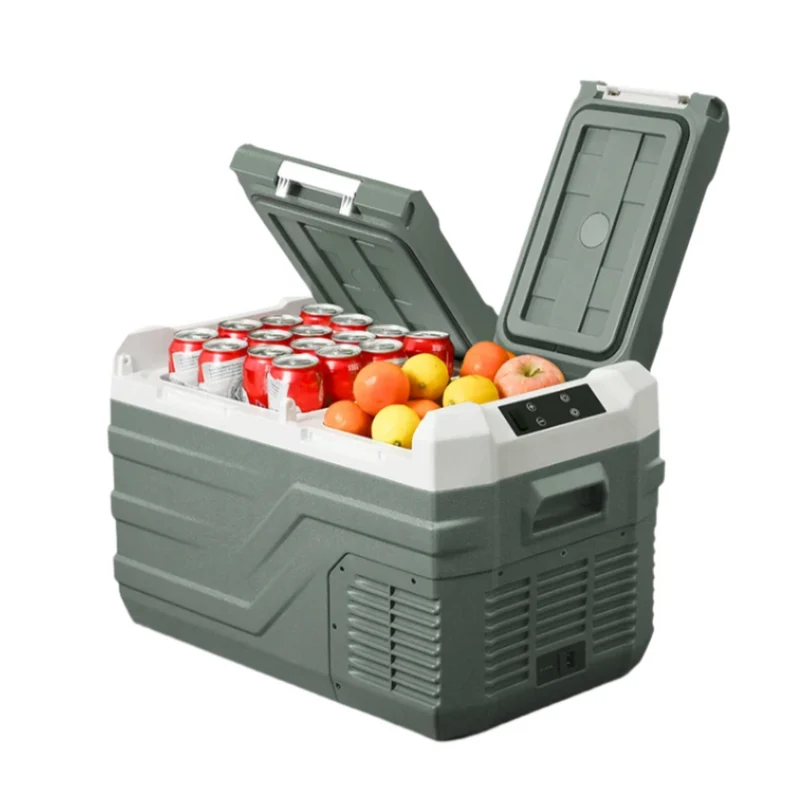 Mini Koelkast - Auto Koelkast - Draagbare Compressor Koelbox - Elektrische Vriesbox - met Afneembare Deur - voor Camping - Auto - Vrachtwagen - Boot - 20L - 61.8 x 37.6 x 37.2 cm - Groen