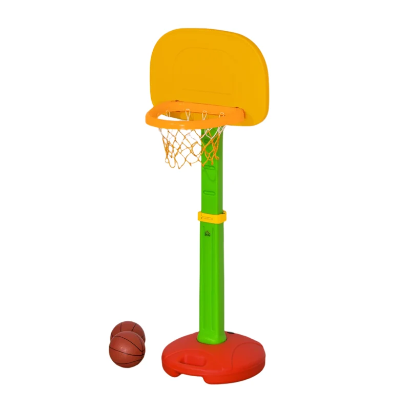 Basketbal - Basketbalstandaard - Basketbalmand - met 2 Ballen - voor 3-5 jaar - Opblaasbaar - Hoogteverstelbaar - HDPE - Polypropyleen - PVC - 52,5 x 44 x 120-160 cm - Veelkleurig