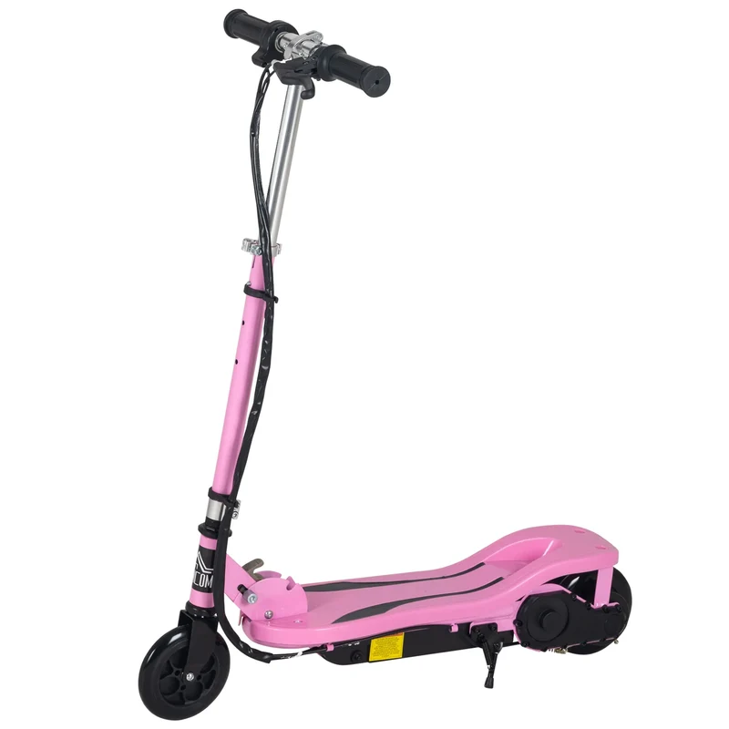 Scooter - Elektrische Step - voor 7-14 jaar - Verstelbaar - Opvouwbaar - 120 W - 12 km/h Max. Snelheid - 100-240 V - Belastbaar 50kg - 75 x 36 x 82-93 cm - Roze