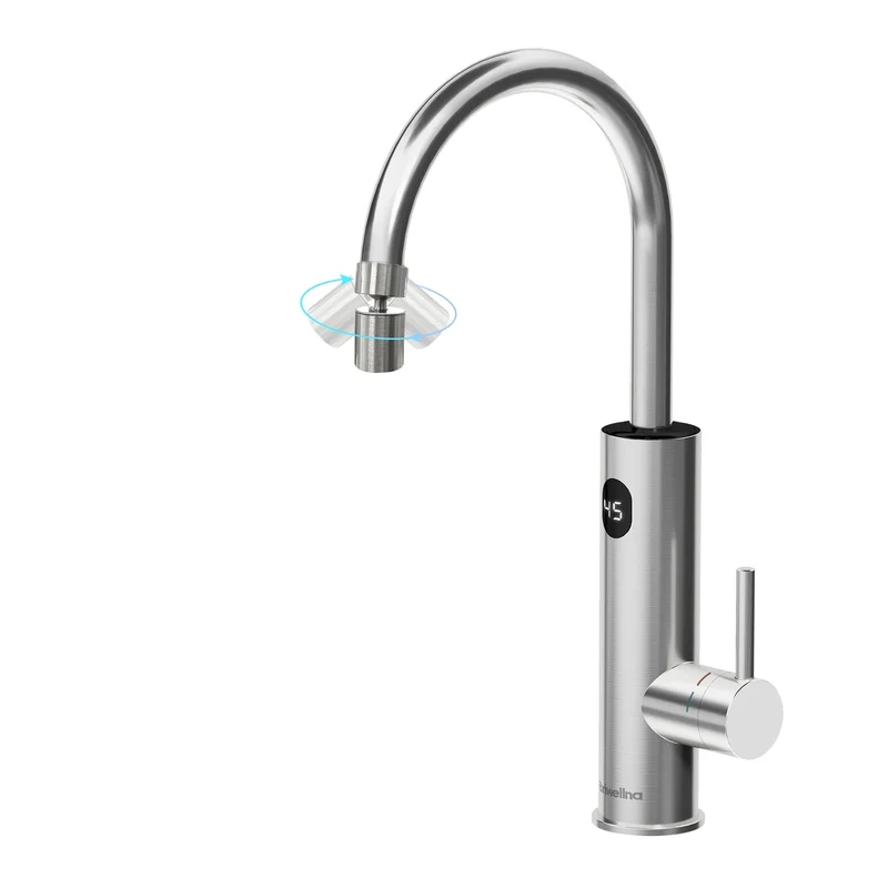 Kraan - Keukenkraan - Elektrische Instant Waterverhitter Kraan - Thermostaatkraan - 220V - RVS Verwarmde Kraan met Universele Adapter - Geborsteld Zilver