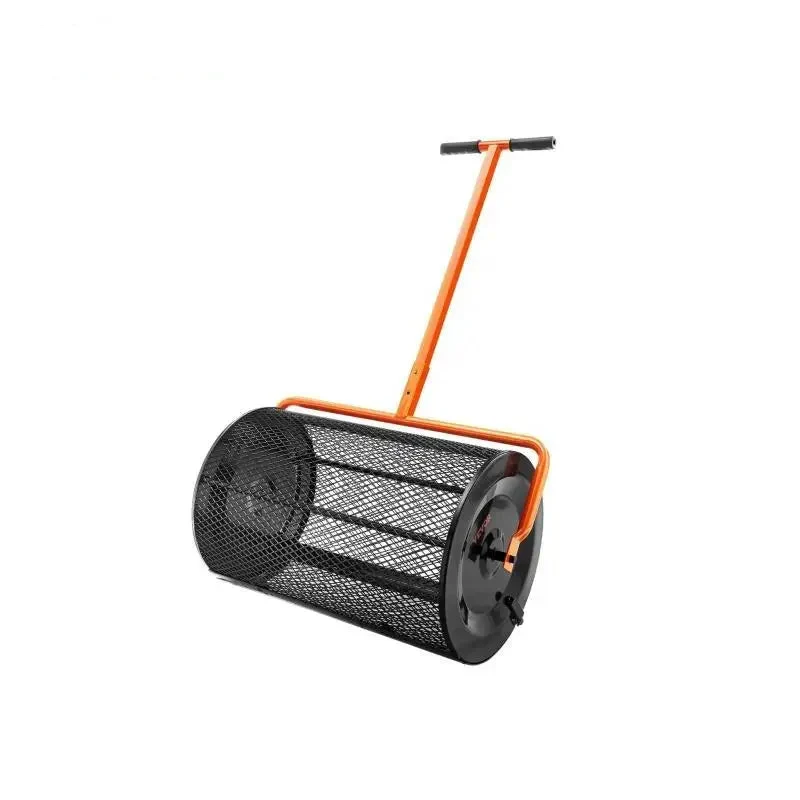 Compostverspreider - Strooiwagen - Lichtgewicht Ontwerp - Turf Mos Roller - Verstelbaar Handvat - voor Tuin - Gazon - 24inch - 61 x 107 cm - Oranje/Zwart