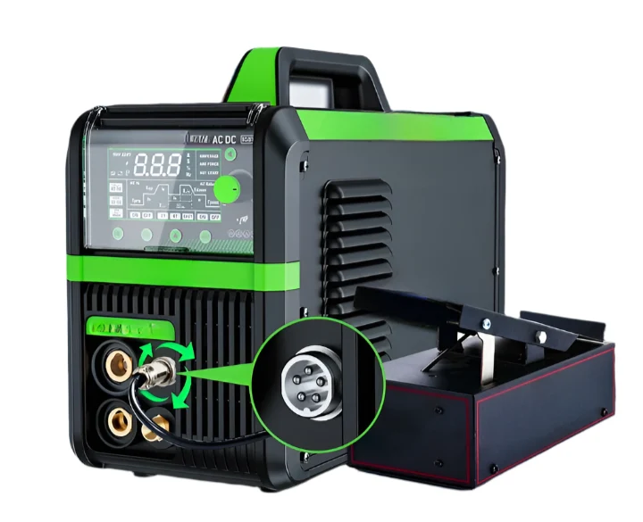 Elektrode Lasmachine - Lasmachine - Lasapparaat - Digitaal Inverterlassen - Draagbare MIG-lasser - met Voetpedaal - HF - AC TIG - DC TIG - 2T - 4T - SPOT - ARC - 220V - IGBT - Groen/Zwart