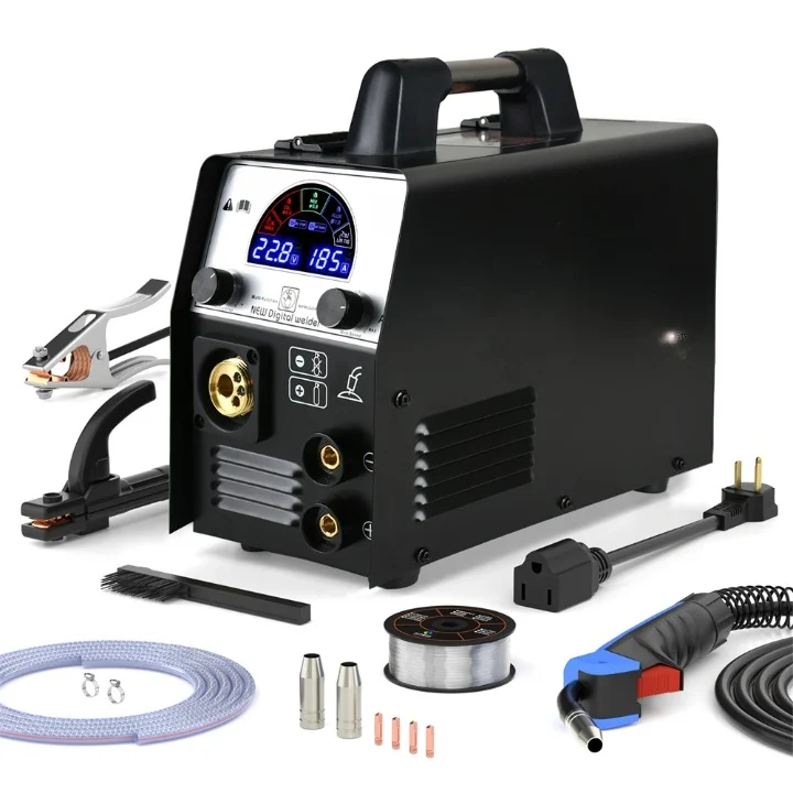 4 in 1 - Gas MIG Lasmachine - Lasmachine - Lasapparaat - Digitaal Inverterlassen - Draagbare MIG-lasser - Multi-proces - MIG - Lift TIG - Stick - 47 x 29 x 35 cm - Zwart