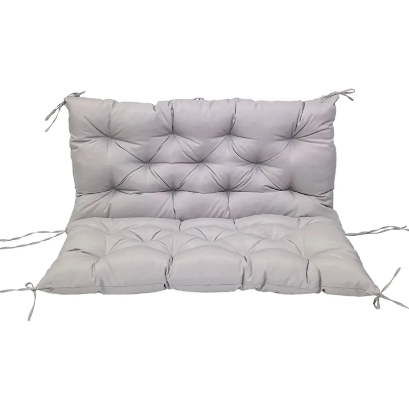 Bankkussen - Zitkussen - met Rugdeel - Ergonomisch - Zacht - voor Schommelbank - Meubels - Tuinbank - Eetbank - Verwijderbaar - Wasbaar - Waterdicht - Polyester - 120 x 100 cm - Lichtgrijs