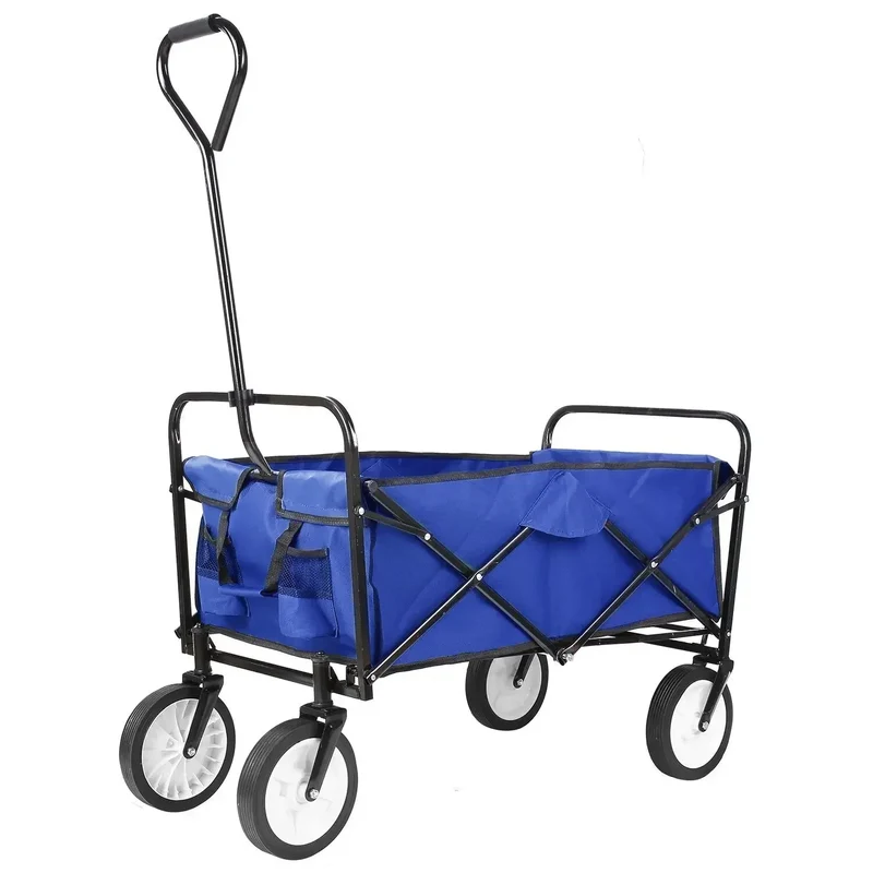 Bolderkar - Bolderwagen - Opvouwbare - Tuinkar - 262L - Tuinwagen - Tuintrolley - Wagon voor Winkelen, Strand, Park en Picknick, Outdoor Activiteiten en Kamperen - Draagvermogen 80kg - Blauw