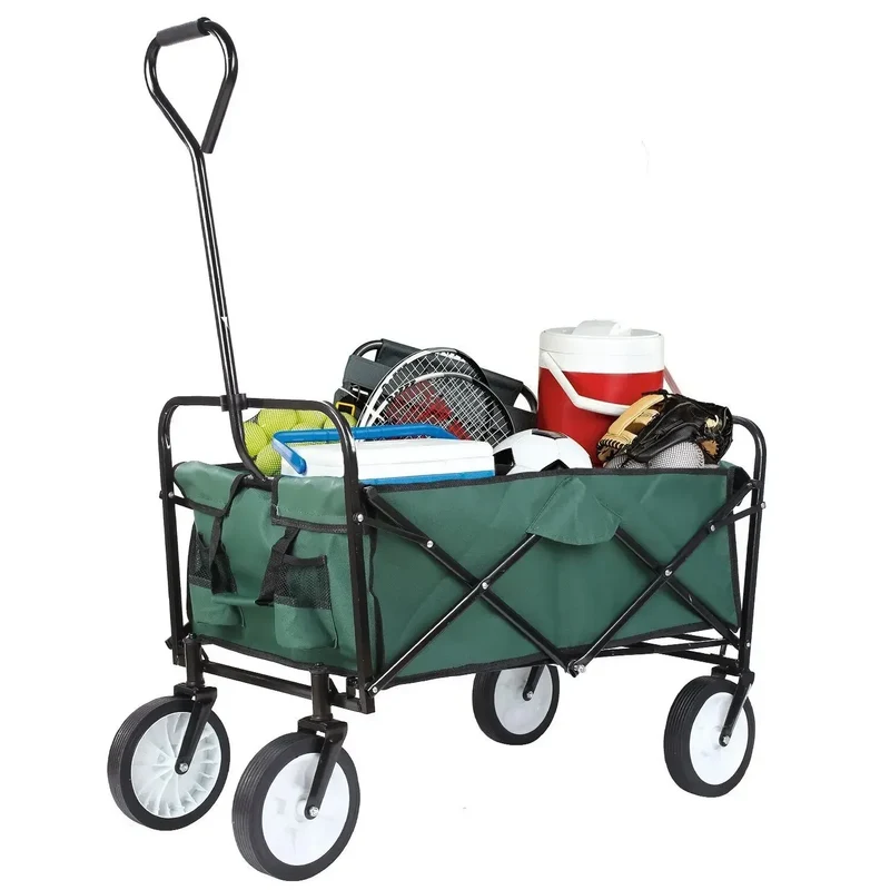 Bolderkar - Bolderwagen - Opvouwbare - Tuinkar - 262L - Tuinwagen - Tuintrolley - Wagon voor Winkelen, Strand, Park en Picknick, Outdoor Activiteiten en Kamperen - Draagvermogen 80kg - Groen