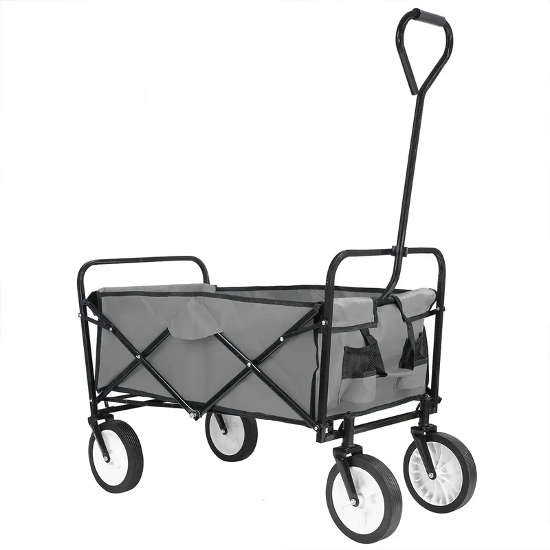 Bolderkar - Bolderwagen - Opvouwbare - Tuinkar - 262L - Tuinwagen - Tuintrolley - Wagon voor Winkelen, Strand, Park en Picknick, Outdoor Activiteiten en Kamperen - Draagvermogen 80kg - Grijs