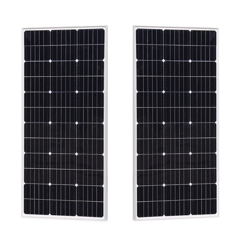 Zonnepaneel - Zonnepanelen - Monokristallijn - Set van 2 - 100W - Rigid Glass - Waterdicht - Lichtgewicht - On-Grid/Off-Grid Gebruik - Hoge Efficiëntie