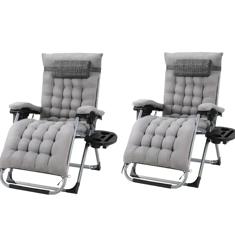Ligstoel - Tuinstoelen - Strandstoel - Klapstoel - Zero Gravity - Opvouwbare - Draagvermogen van 160KG - Comfortabele Buitenkussens, Verstelbaar, Voor Tuin en Terras - Tuinset – Campingstoel – Tuinstoel – Set van 2 - Lichtgrijs