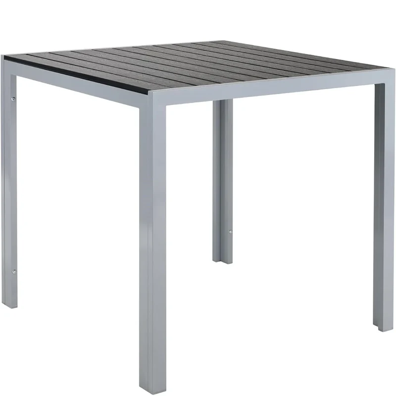 Tuintafel - Klaptafel - Balkontafel - Picknicktafel - 75x75cm - Aluminium + Houtplastic WPC, Eettafel, Bistro Balkon Patio Tafel, Weer- en Hittebestendig - AntiSlip - Campingtafel - Donkergrijs