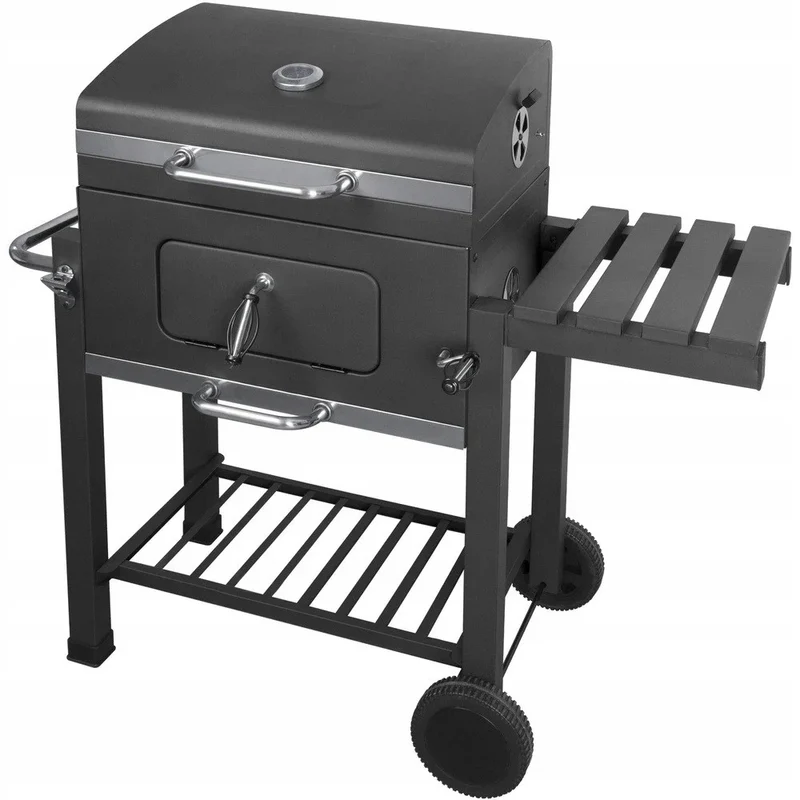 BBQ - BBQ Houtskool - Smoker - Barbecue - Grill - met Zijtafels, Wielen en Opbergplank – Draagbare Buitenbarbecue met Rookfunctie - Zwaar Gebruik