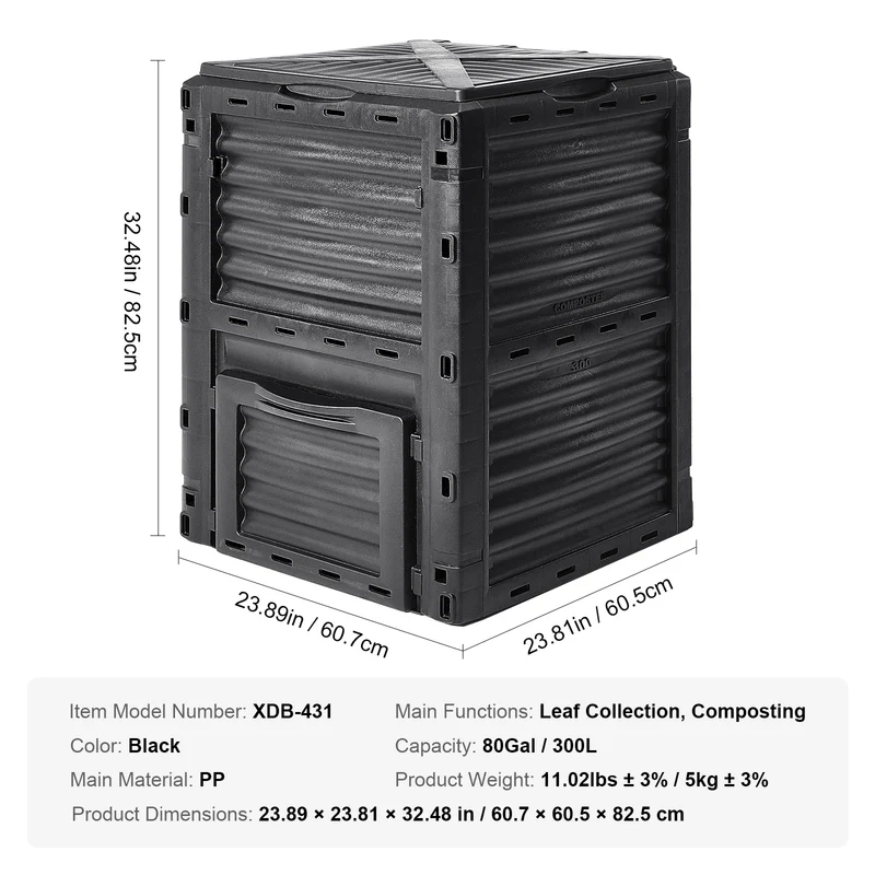 Compostbak - Compostvat - 220 Gallon - Compost - Uitschuifbare Buitencompostbak met Groot Volume - Snelle Compostering - Composter - Prullenbak