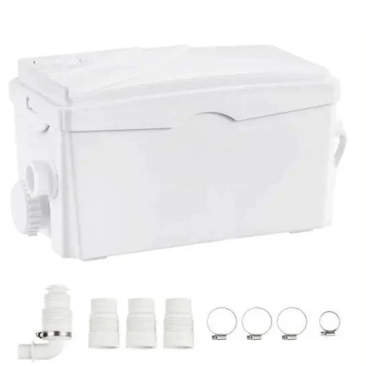 Macerator Pomp - Waterpomp - Vuilwaterpomp - 350W - 6000 L/u Capaciteit - 7m Opvoerhoogte - 3 Inlaten voor Afvalwater Verwerking