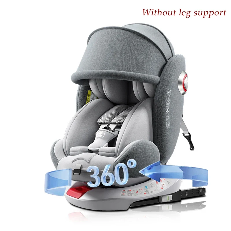 Kinderstoel Auto - Baby Autostoel - Kinderzitje - Autostoeltjes - ISOFIX Autostoel 0-36kg - Veiligheidsstoel - voor Baby en Kind - Verstelbare - 360° Draaibaar - Grijs - met Zonnescherm