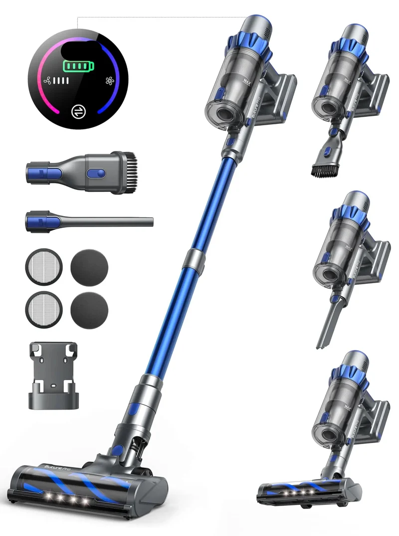 Steelstofzuiger - Vacuum Cleaner - Draadloze Stofzuiger- Kruimeldief Snoerloos - 500W - 48KPA Zuigkracht - Handstofzuiger - Tot 55 Min Oplaadtijd - Anti-Winding Borstel en 1.5L Groot Stofreservoir - voor Tapijt, Vloer & Auto