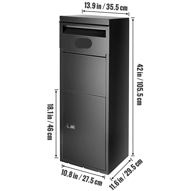 Brievenbus - Antidiefstal Brievenbussen - Wandgemonteerde - Waterdicht IPX3 - 42 Inch - Briefplaat - Grote Opslag met Slot voor Buiten - Zwart