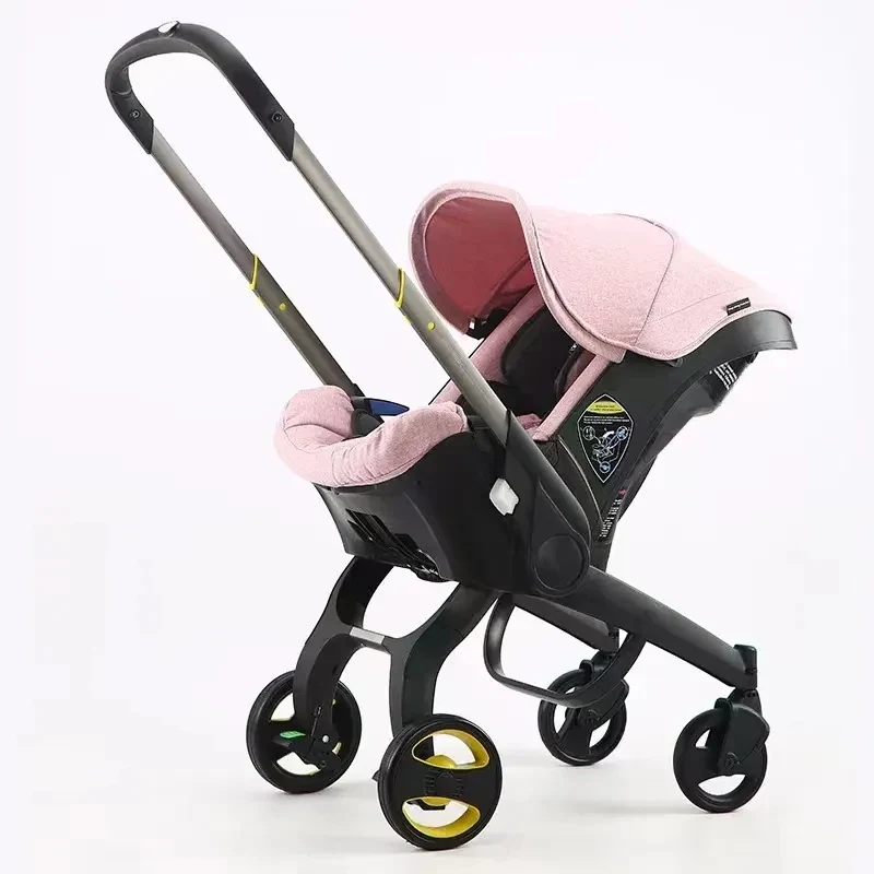 Kinderwagen - Babywagen - Wandelwagen - met Autostoel - 4-in-1 - Lichtgewicht Reisbuggy - Opvouwbaar - Veilig en Comfortabel - voor Baby's - en Peuters - Roze