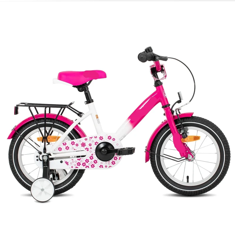 Kinderfiets - Loopfiets - Kleuterfiets - met Zijwielen - Inclusief Bel & Achterrek - Leuke Fiets - voor Meisjes en Jongens - van 2-7 Jaar - 12inch - Metaal - Roze