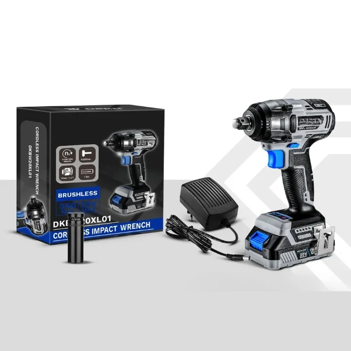 Elektrische Slagmoersleutel - Draadloze - Borstelloze - Wrench 350Nm - Hoog Koppel - Power Tools - 20V - 1/2inch - 1500mAh - Zwart/Blauw