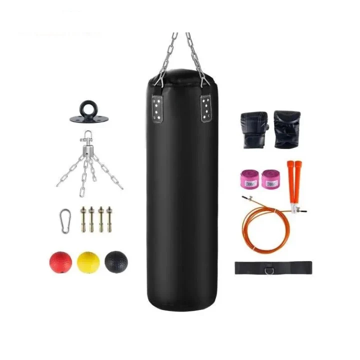 Bokszak - Hangende Bokszak voor Volwassen - Bokspaal - Opknoping - met Boksaccessoires - Duurzaam - voor Training - MMA - Muay Thai - Fitness Beginners - Niet Ingevuld - 36 x 36 x 12 cm - Zwart