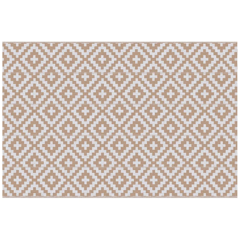 Buiten Vloerkleed - Buitentapijt - Opvouwbaar - UV-bestendig - Waterdicht - Tapijt - Rhombus Geometric Pattern - voor Buiten - Balkon - Strand - Picknick -Terras - Polypropyleen - 182 x 274 cm - Koffie/Wit