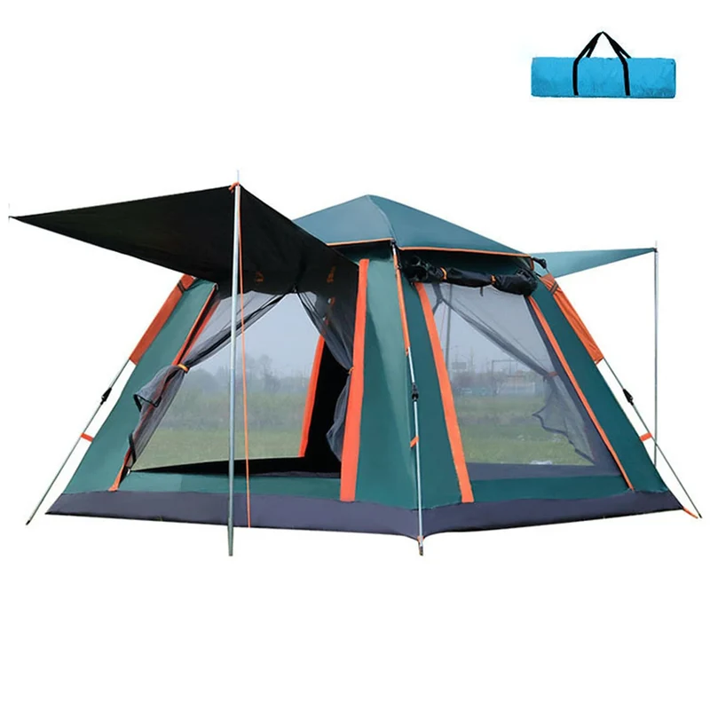 Waterdichte Kampeertent 3-4 Personen – Tent met Zonwering & Insectenhor – 2 Deuren voor Ventilatie – 215x215x142 cm – Buitentent voor Camping - Festival of Tuin - Groene