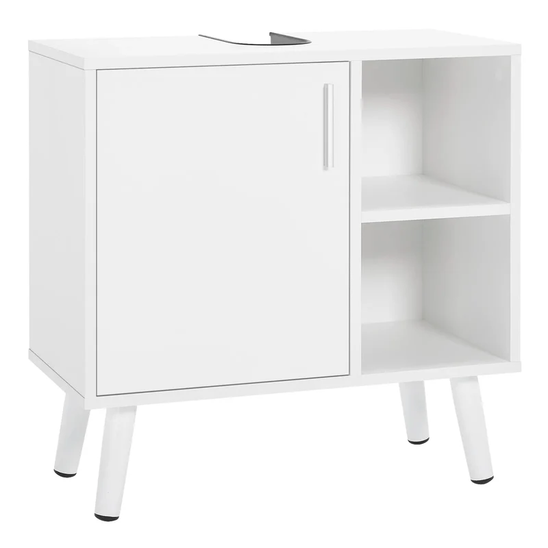 Wastafelmeubel 60x30x60,5 cm – Badkamerkast Onder Wastafel met Uitsparing – Wastafel Onderkast – Ruimtebesparend & Modern Design - Witte