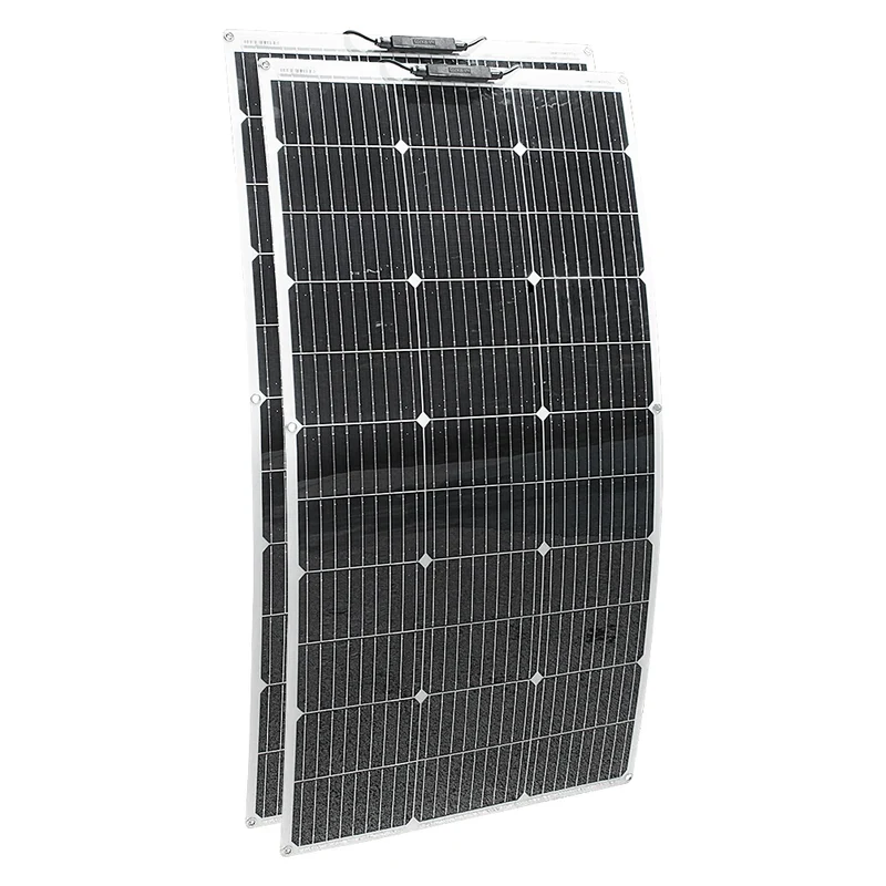 Zonnepanelen - Zonnepaneel - Monokristallijne - 200W - Flexibele - Waterdichte - Voor Camping - Huis - Auto - Off-Grid 12V Systeem - 2 Stuks